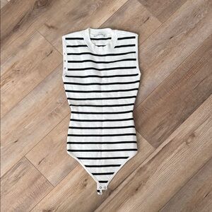 Abercrombie & Fitch Black and White Striped Bodysuit
